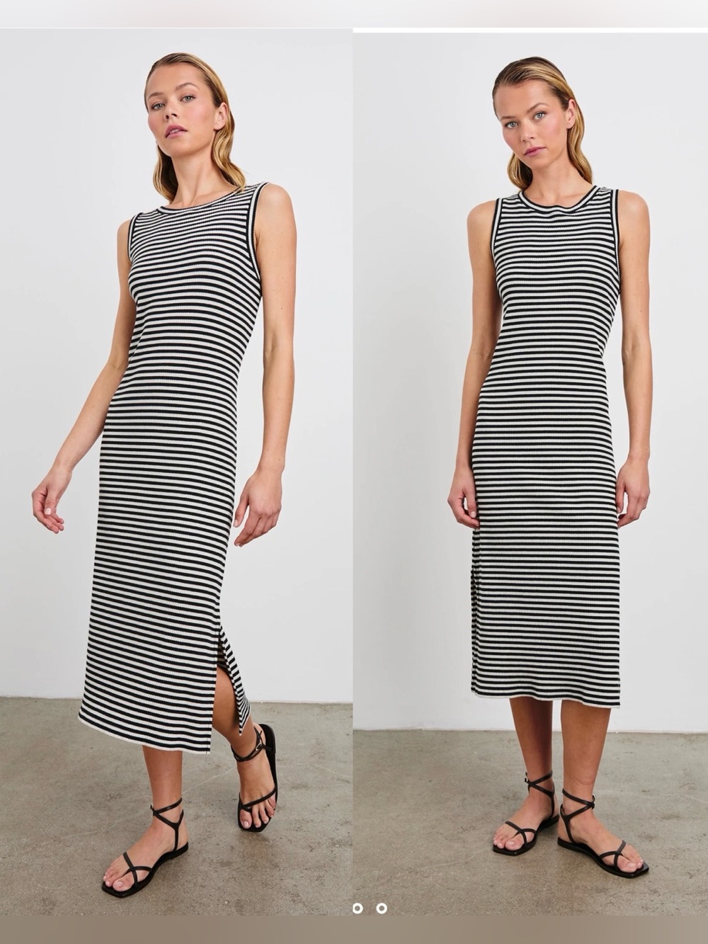 Rails The Tank Dress Ribbed Midi Black Birch Stripe , Large